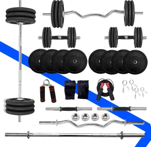 10KG GYM SET 3ft |5Ft Pair Solid Dumbbell |RUBBER Plates & ACC(19MM)