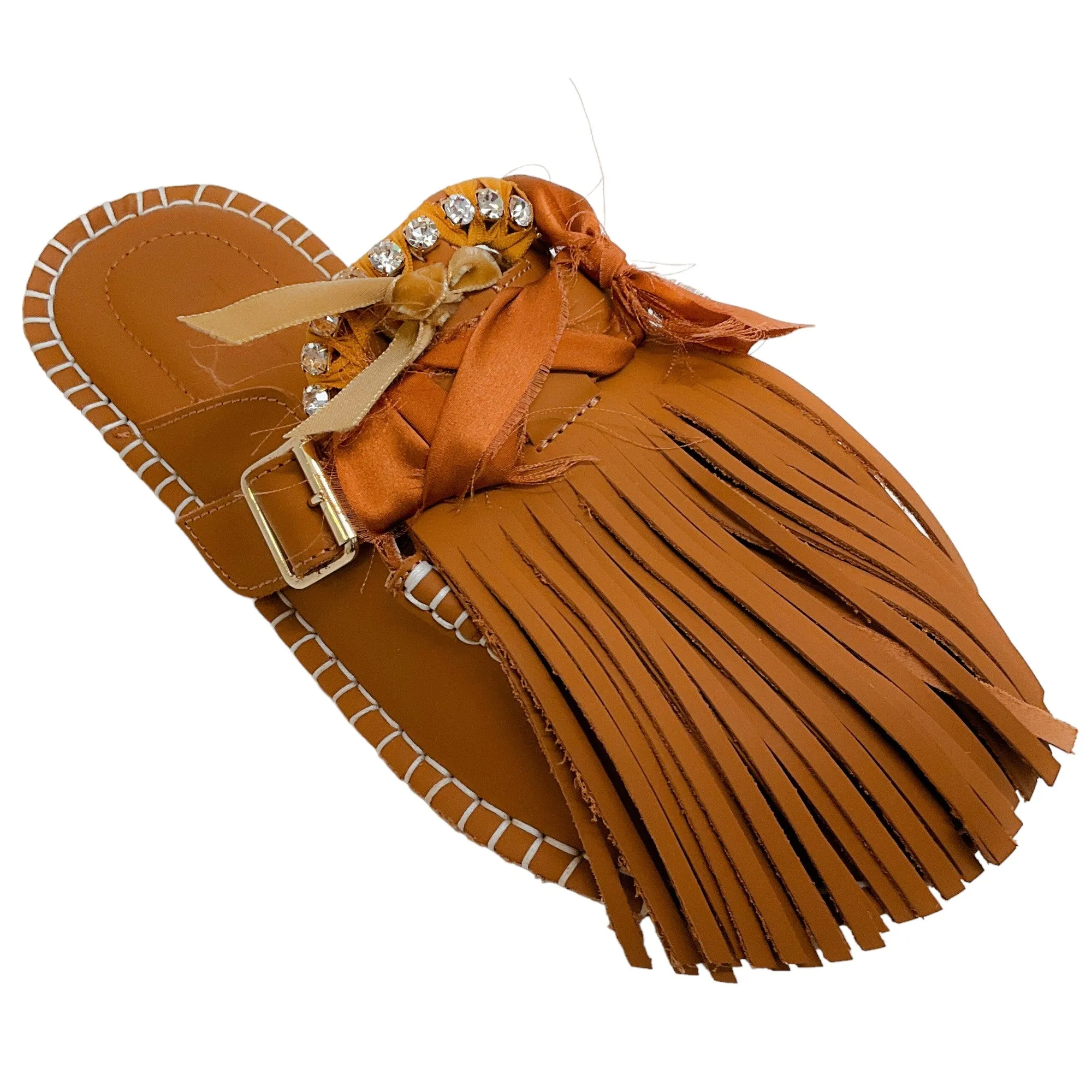 13 09 SR Brown Leather Puli Mules