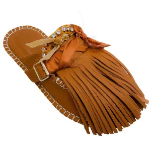 13 09 SR Brown Leather Puli Mules