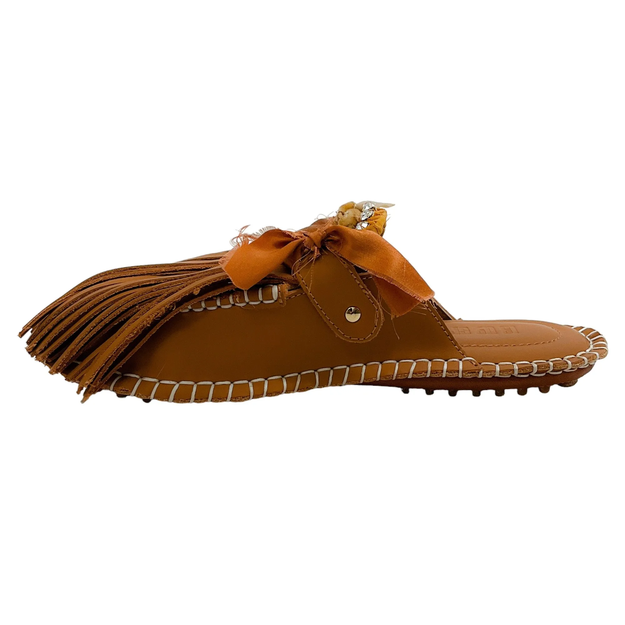 13 09 SR Brown Leather Puli Mules