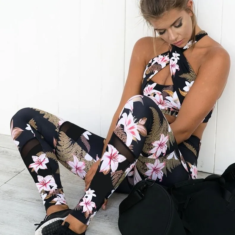 2 Pc Floral Print Workout Suit