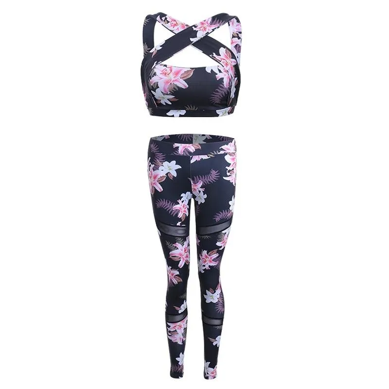 2 Pc Floral Print Workout Suit