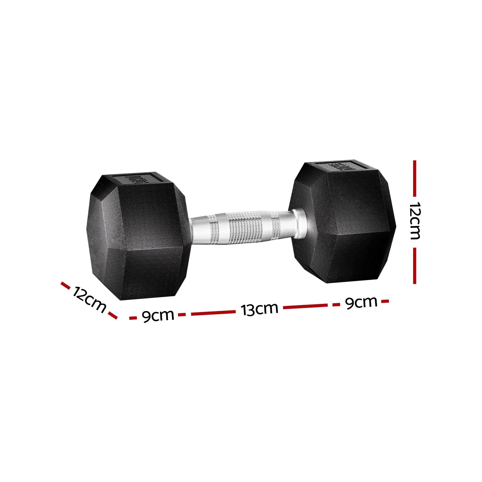 20kg Hex Rubber Dumbbell Set, Cast Iron, Non-Slip – Everfit