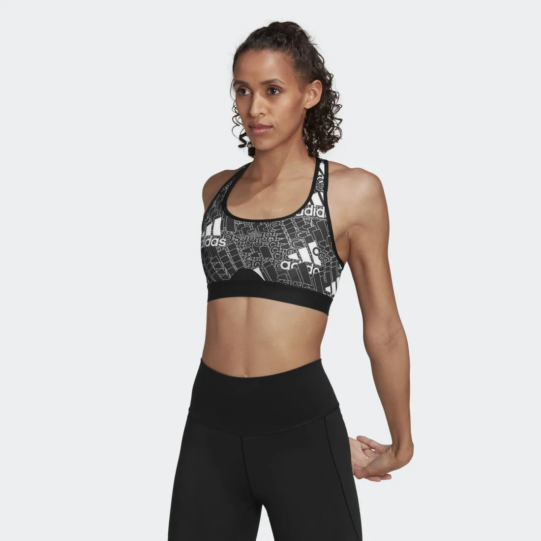 adidas Powerreact Training Medium-Support Allover Print Bra