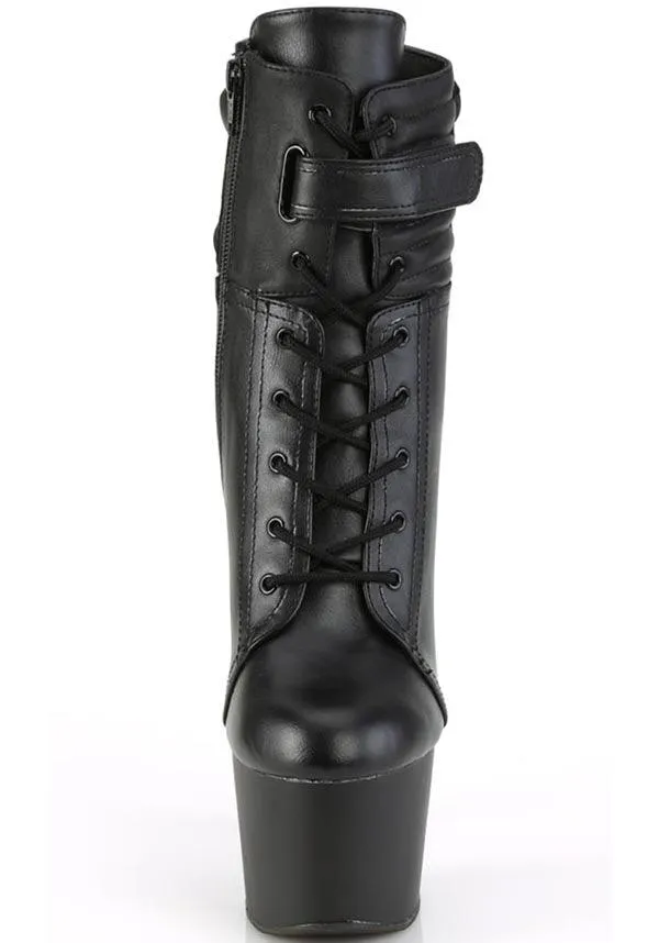 ADORE-1020POUCH [Black Faux Leather] | PLATFORM BOOTS [PREORDER]