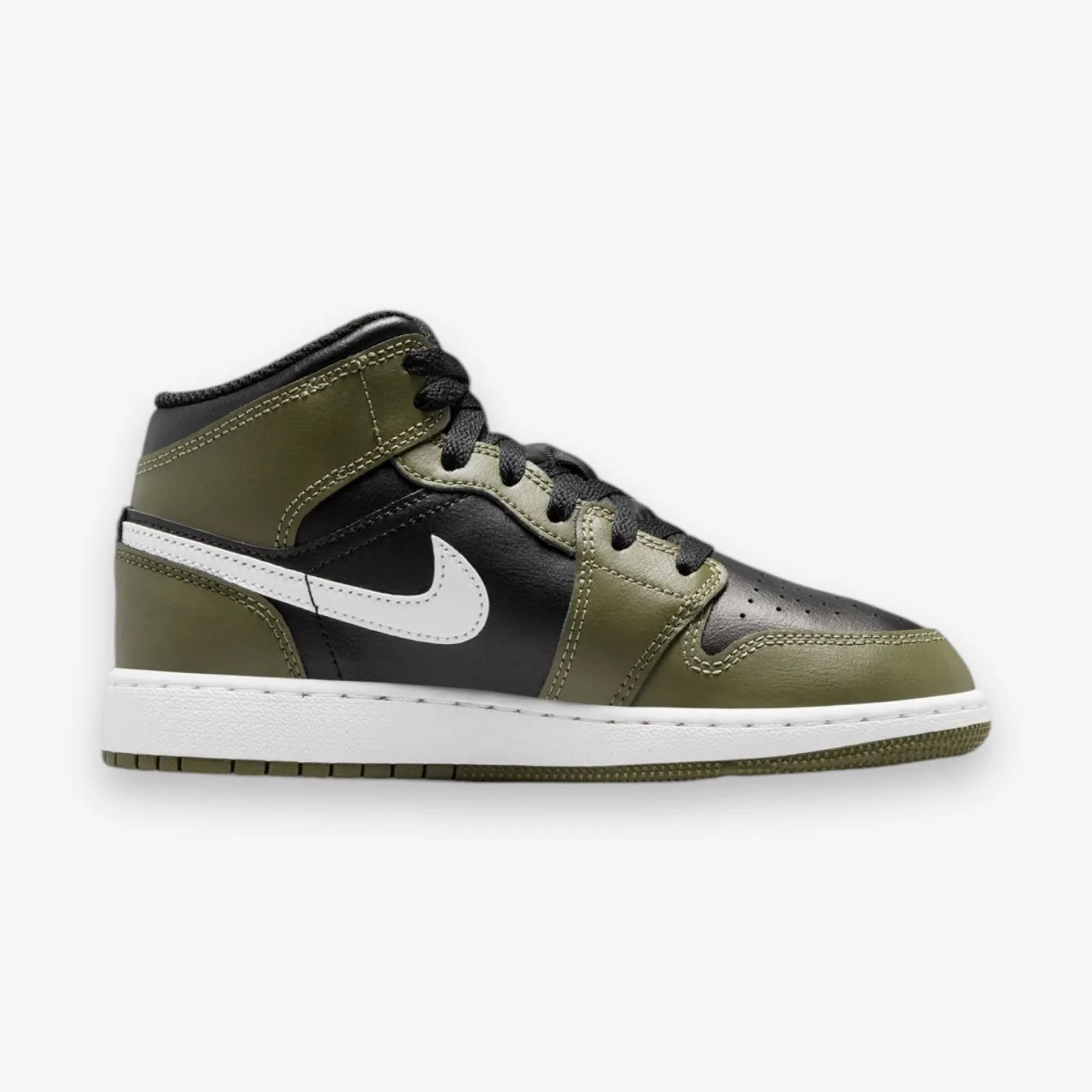 Air Jordan 1 Mid Black White Medium Olive DQ8423-092