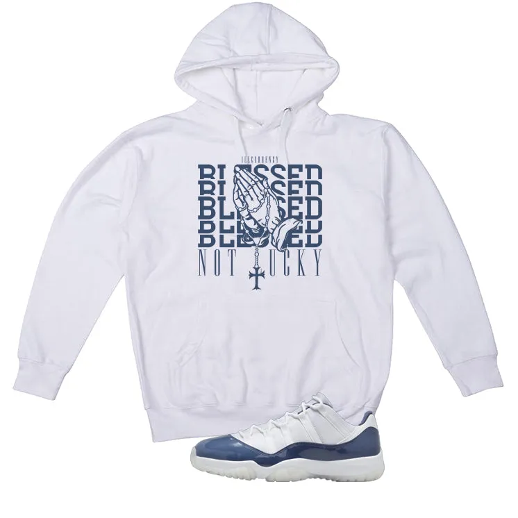 Air Jordan 11 Low Diffused Blue White T-Shirt (Blessed not lucky)| illcurrency