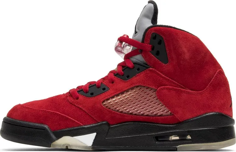 Air Jordan 5 Retro Raging Bull Red Suede Sneakers, red