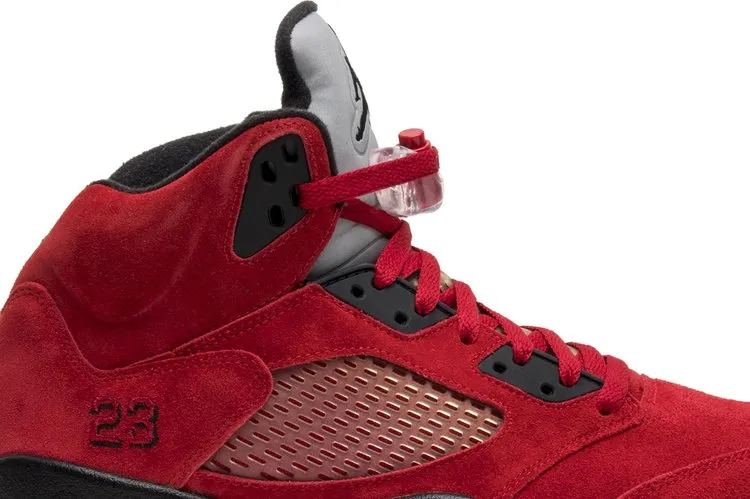 Air Jordan 5 Retro Raging Bull Red Suede Sneakers, red