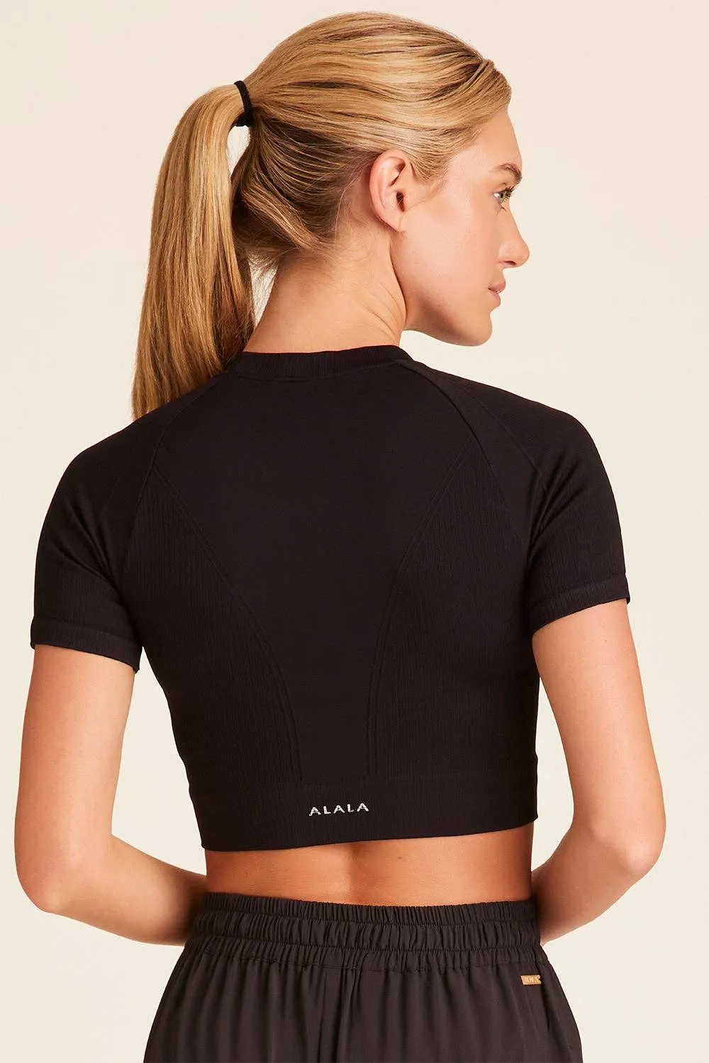 Alala Women's Barre Seamless Cropped Tee - Black