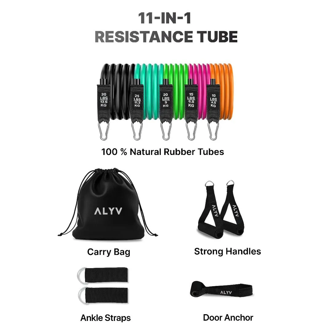 ALYV Resistant band 5 Levels Workout for Exercise,Gym &Pilates Training toning tube Resistance Tube  (Multicolor)