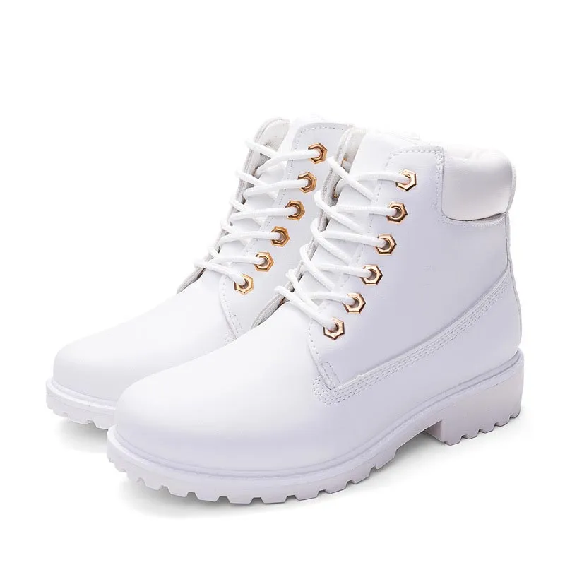 Amozae-Back to College Winter boots women shoes 2024 warm plush square heels women snow boots women lace-up ankle boots winter shoes woman botas mujer