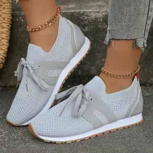 Amozae-Comfort Breathable Knitted Sneakers Women 2024 Spring Flat Heels Athletic Running Shoes Woman Plus Size 43 Casual Walking Shoes