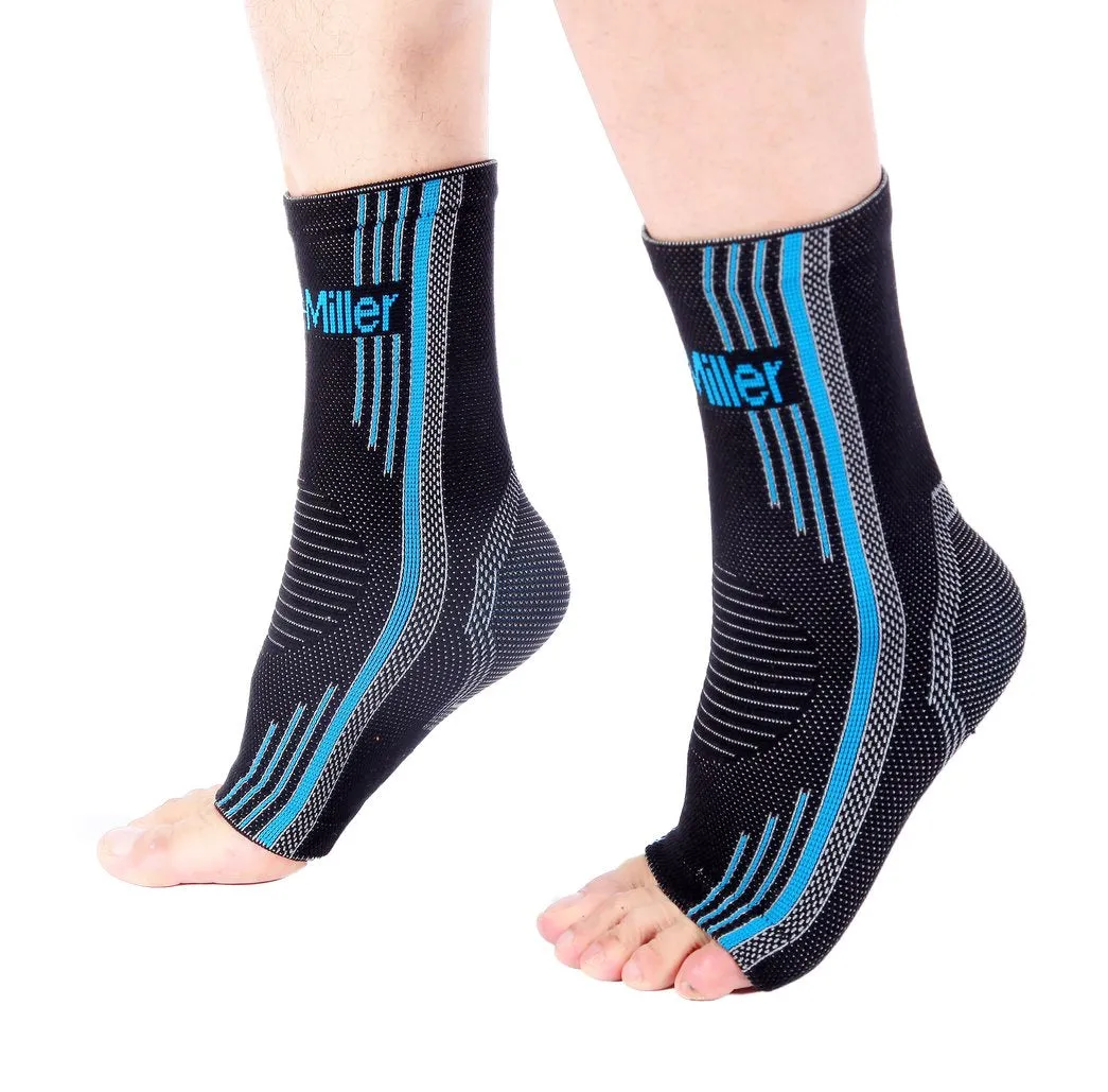 Ankle Brace Compression Support Sleeve for Plantar Fasciitis Achilles Tendonitis Foot Pain & Swelling BLUE