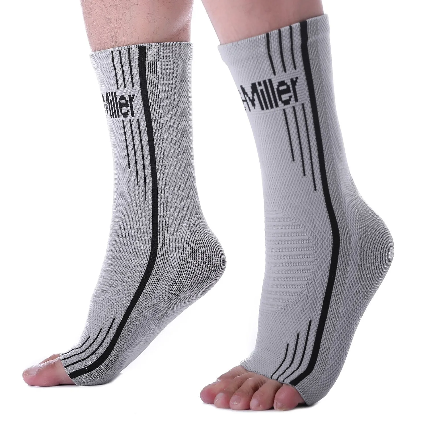 Ankle Brace Compression Support Sleeve for Plantar Fasciitis Achilles Tendonitis Foot Pain & Swelling SOLID GRAY