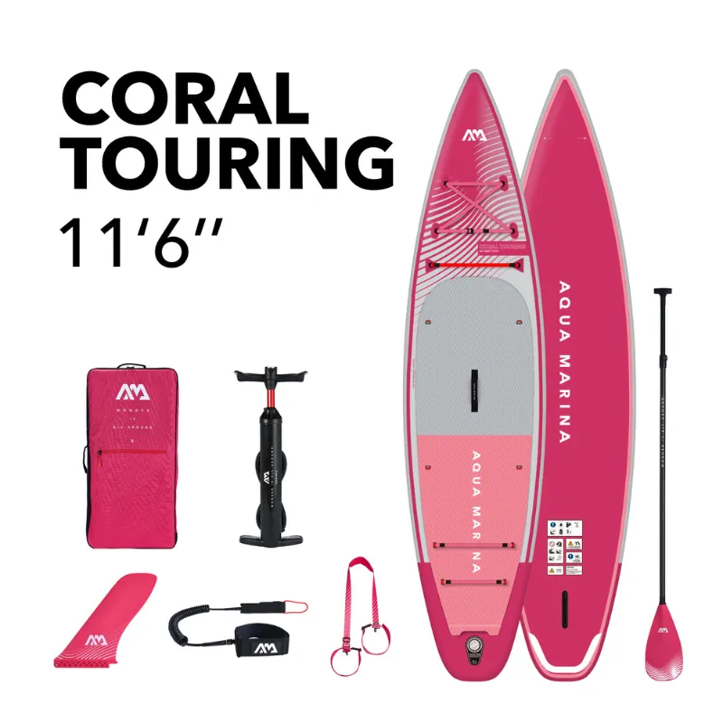 Aqua Marina 11’6” Coral 2023 Touring Inflatable Paddle Board SUP Raspberry