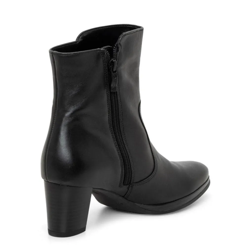 Ara Women's Osmanthus Zip Heel Boot Black Nappa Leather