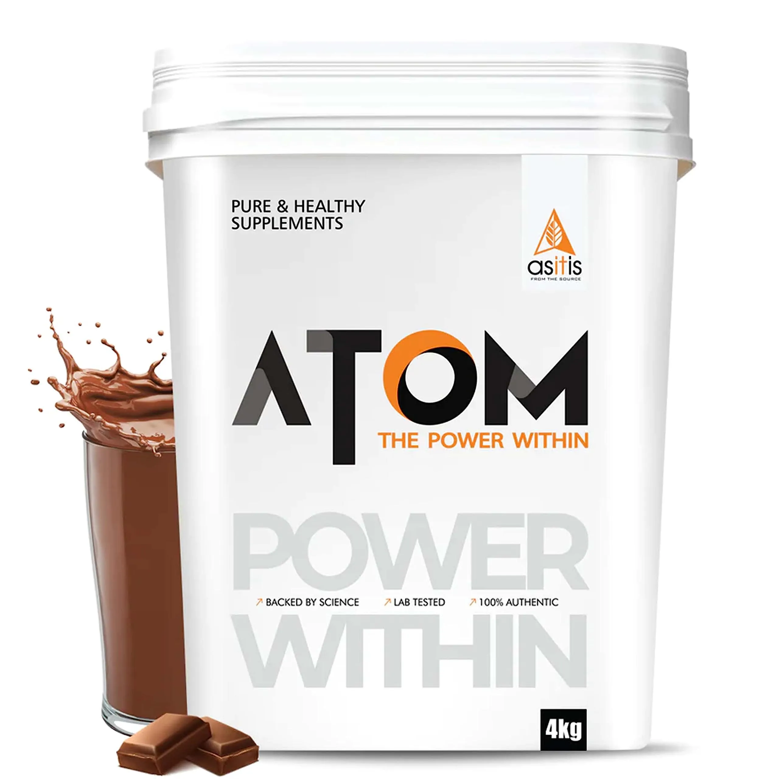 AS-IT-IS ATOM Weight Gainer 4 kg | 61.1g Carbs & 8.8g Proteins | Easy Source of Weight-Gaining Calories | Boosts Workout Performance (Double Rich Chocolate, 4 kg)