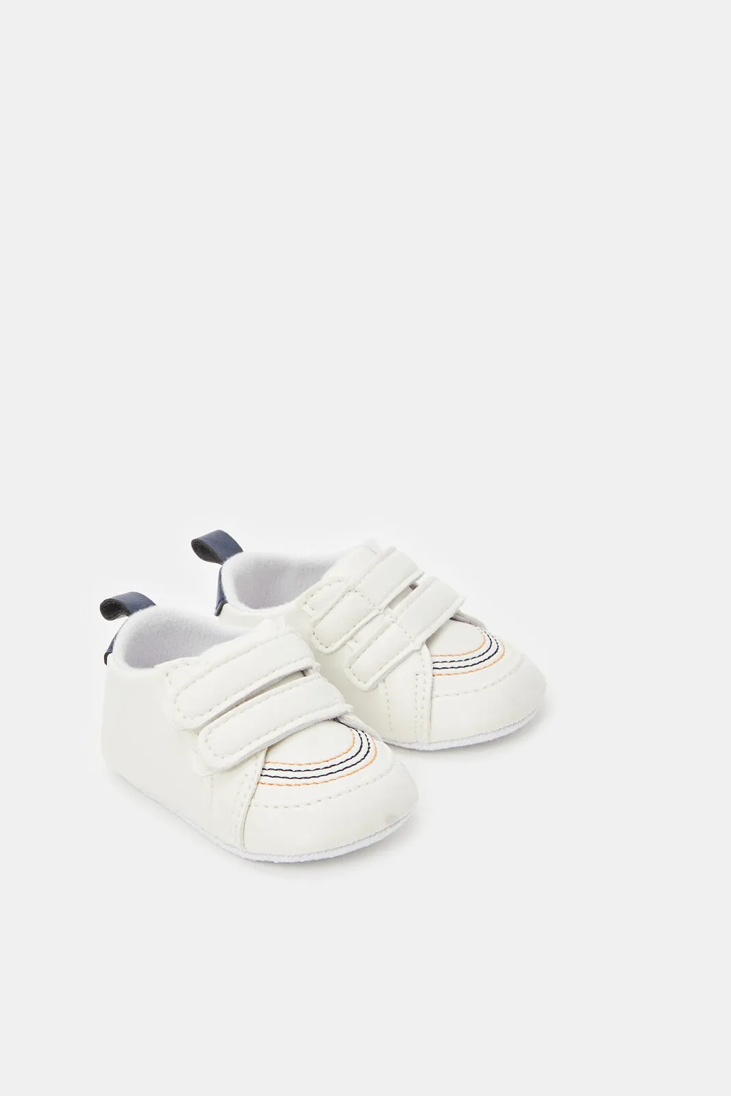 Baby White Velcro Strap Pram Shoes