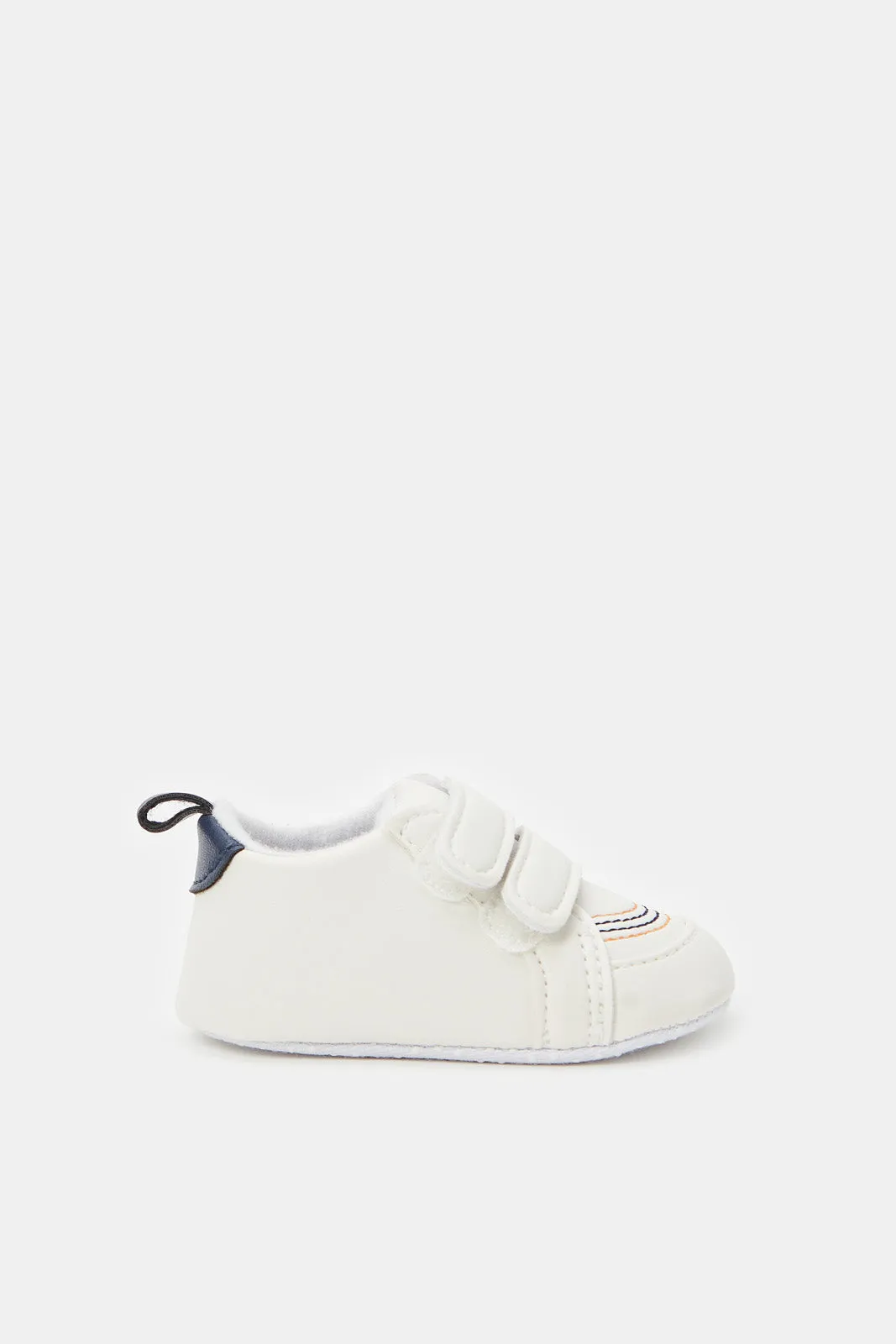 Baby White Velcro Strap Pram Shoes