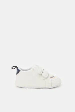 Baby White Velcro Strap Pram Shoes