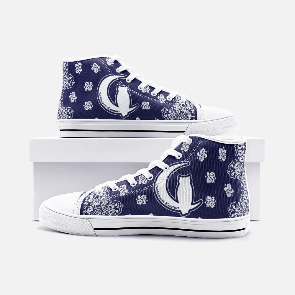 BANDANA NAVY BLUE Unisex High Top Canvas Shoes