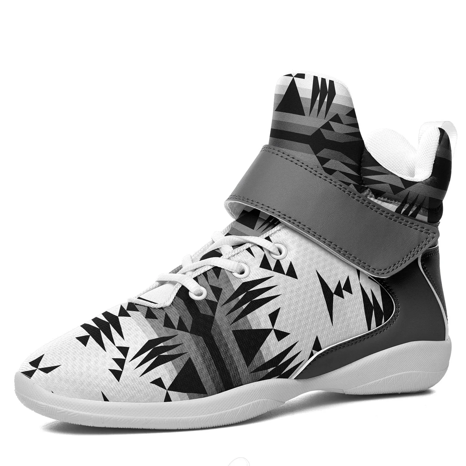 Between the Mountains White and Black Ipottaa Basketball / Sport High Top Shoes