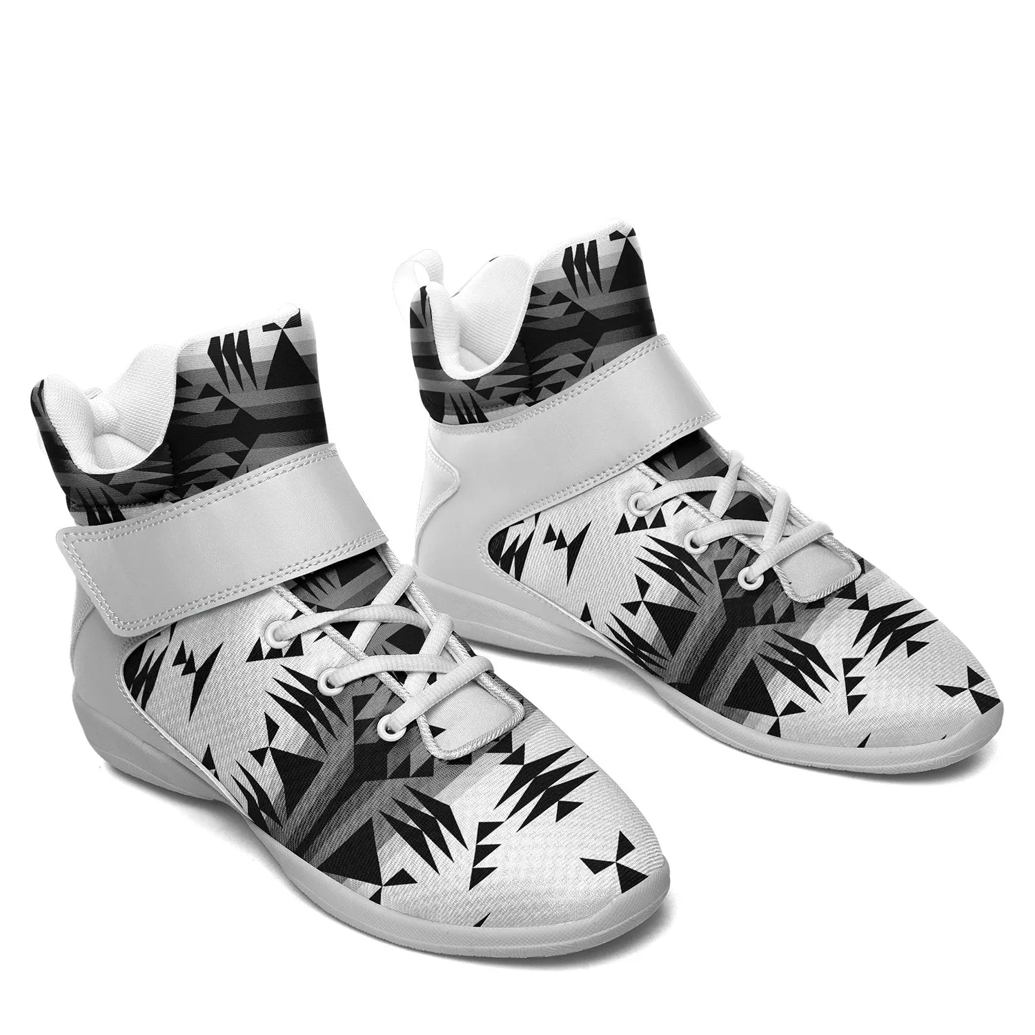 Between the Mountains White and Black Ipottaa Basketball / Sport High Top Shoes