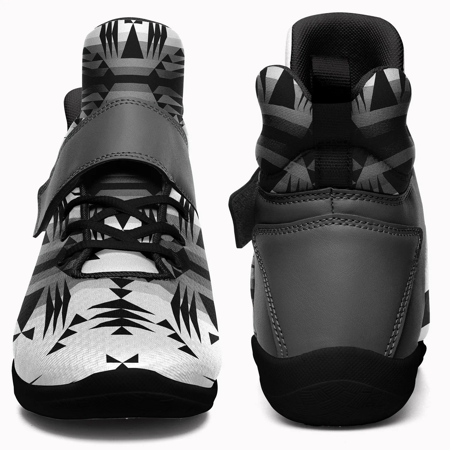 Between the Mountains White and Black Ipottaa Basketball / Sport High Top Shoes