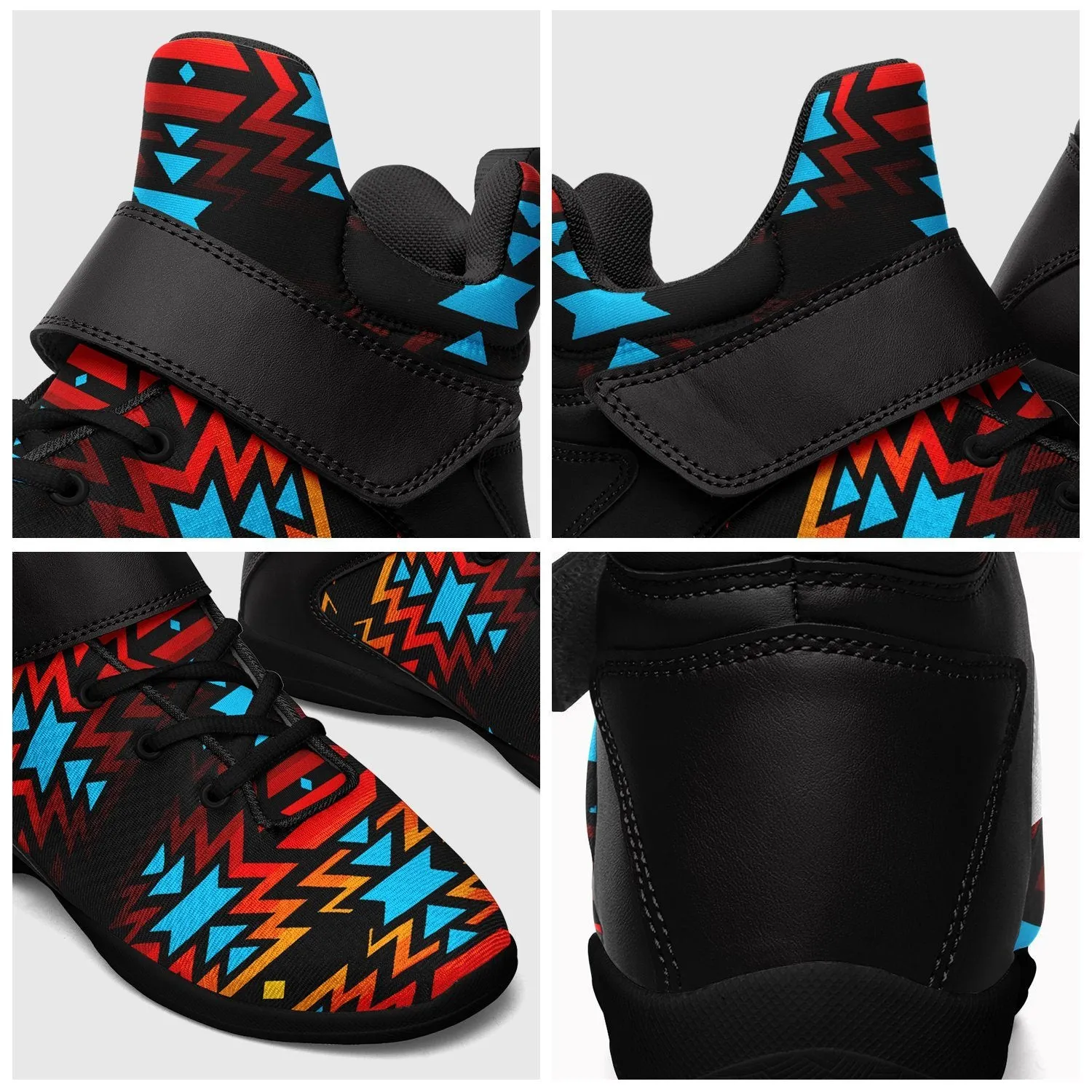 Black Fire and Turquoise Ipottaa Basketball / Sport High Top Shoes