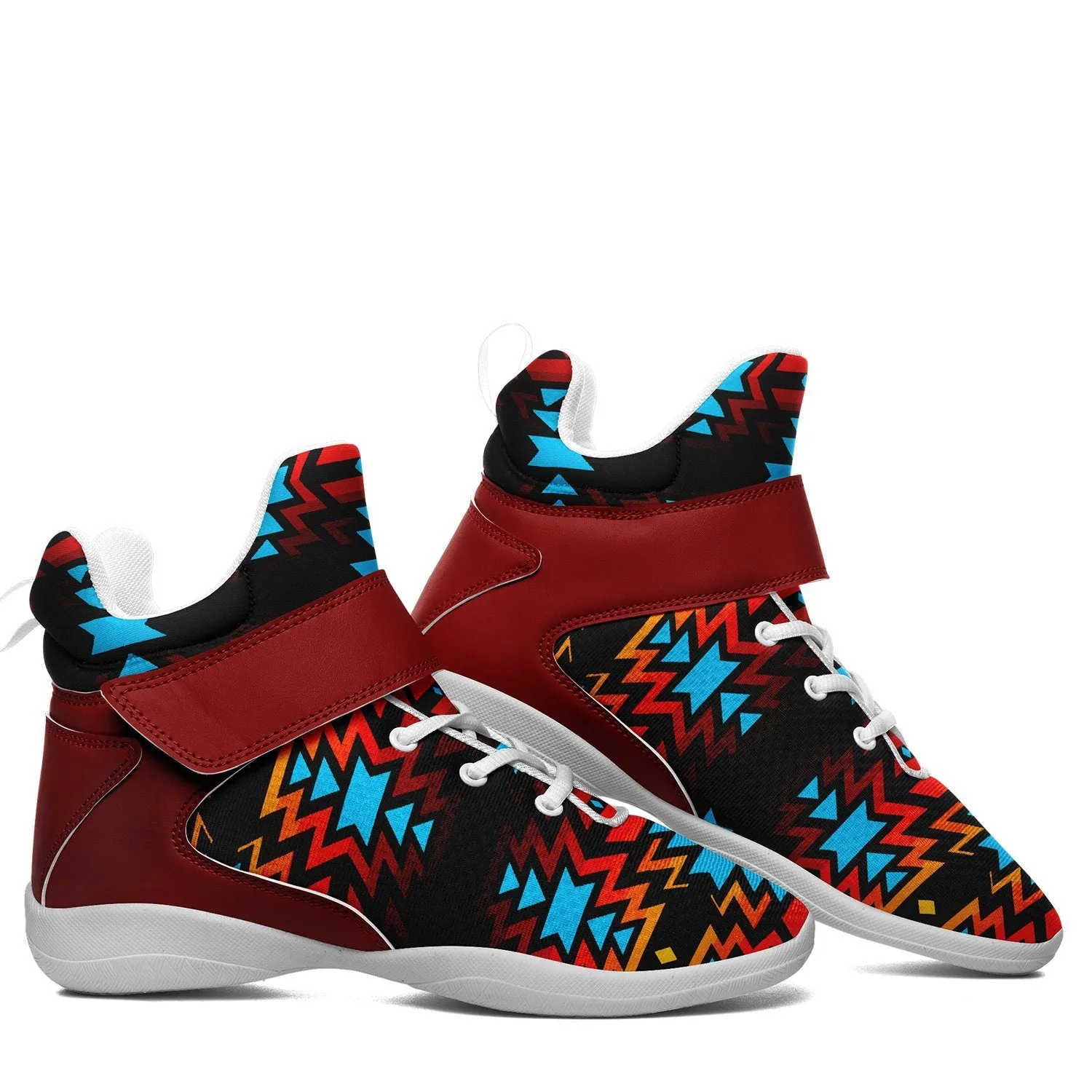 Black Fire and Turquoise Ipottaa Basketball / Sport High Top Shoes