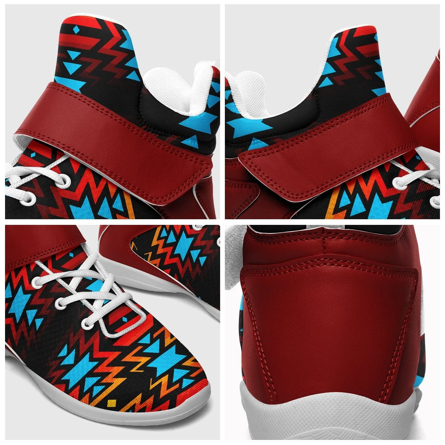 Black Fire and Turquoise Ipottaa Basketball / Sport High Top Shoes