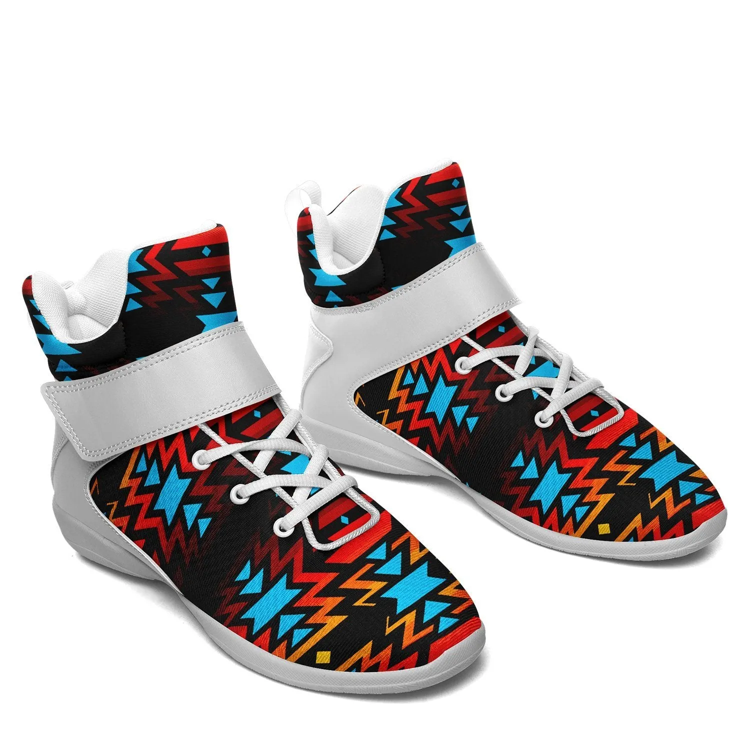 Black Fire and Turquoise Ipottaa Basketball / Sport High Top Shoes