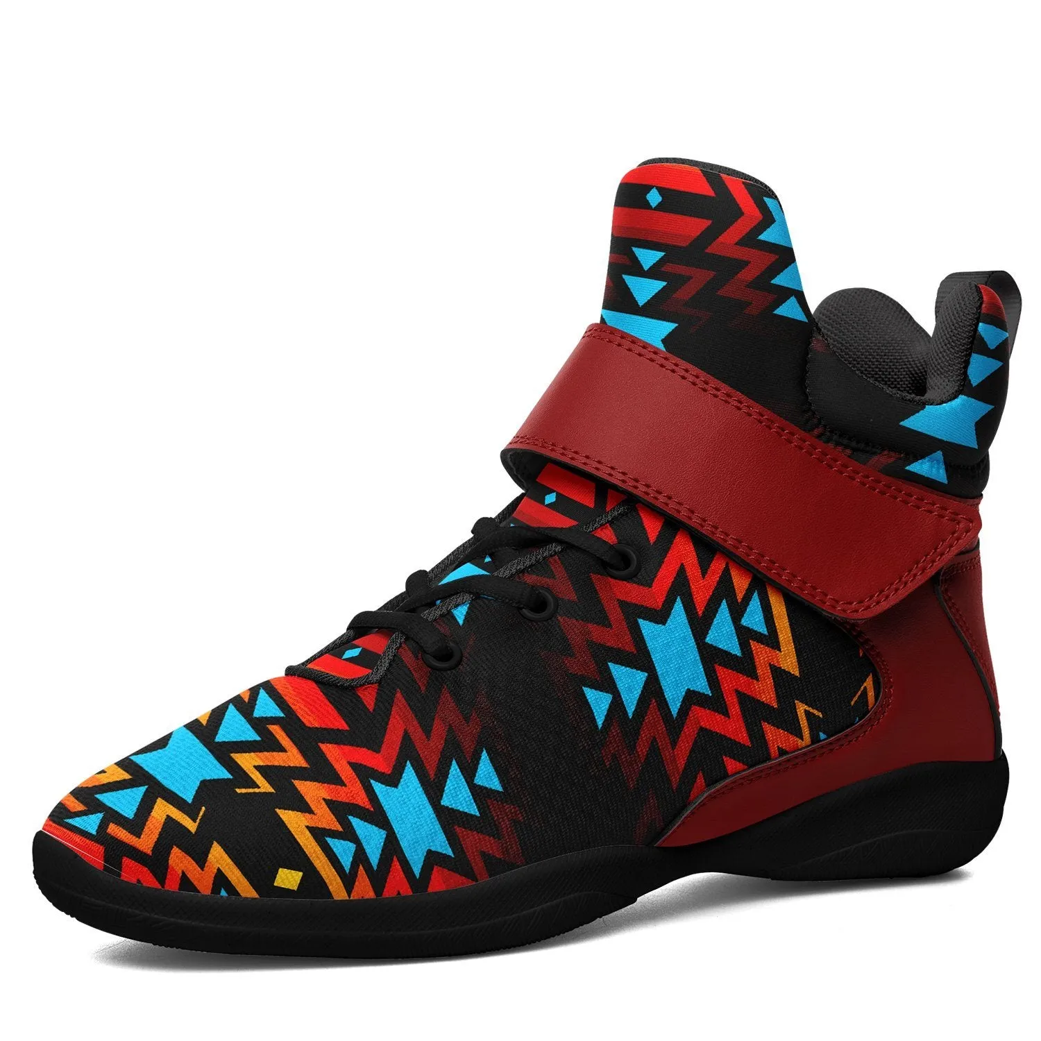 Black Fire and Turquoise Ipottaa Basketball / Sport High Top Shoes