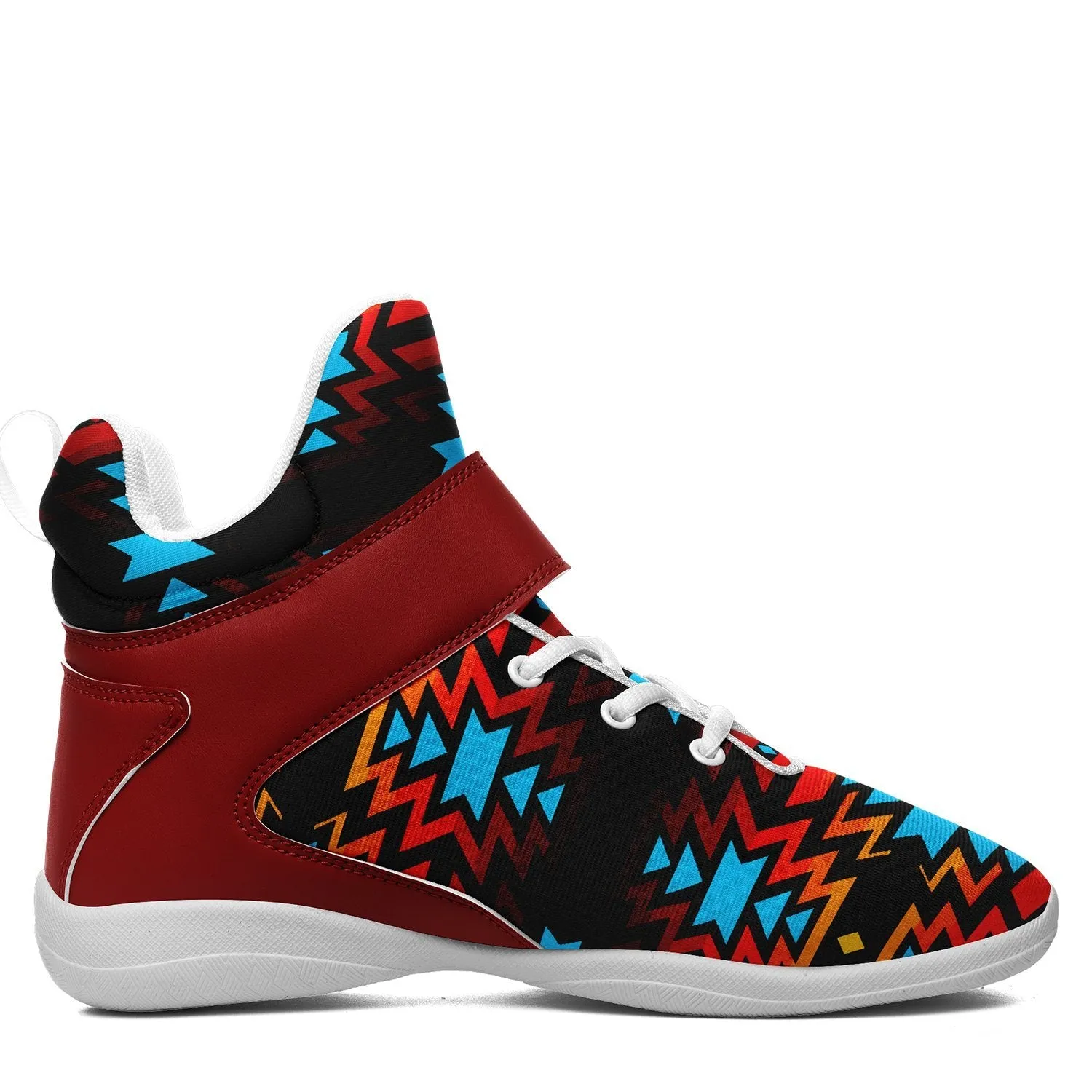 Black Fire and Turquoise Ipottaa Basketball / Sport High Top Shoes