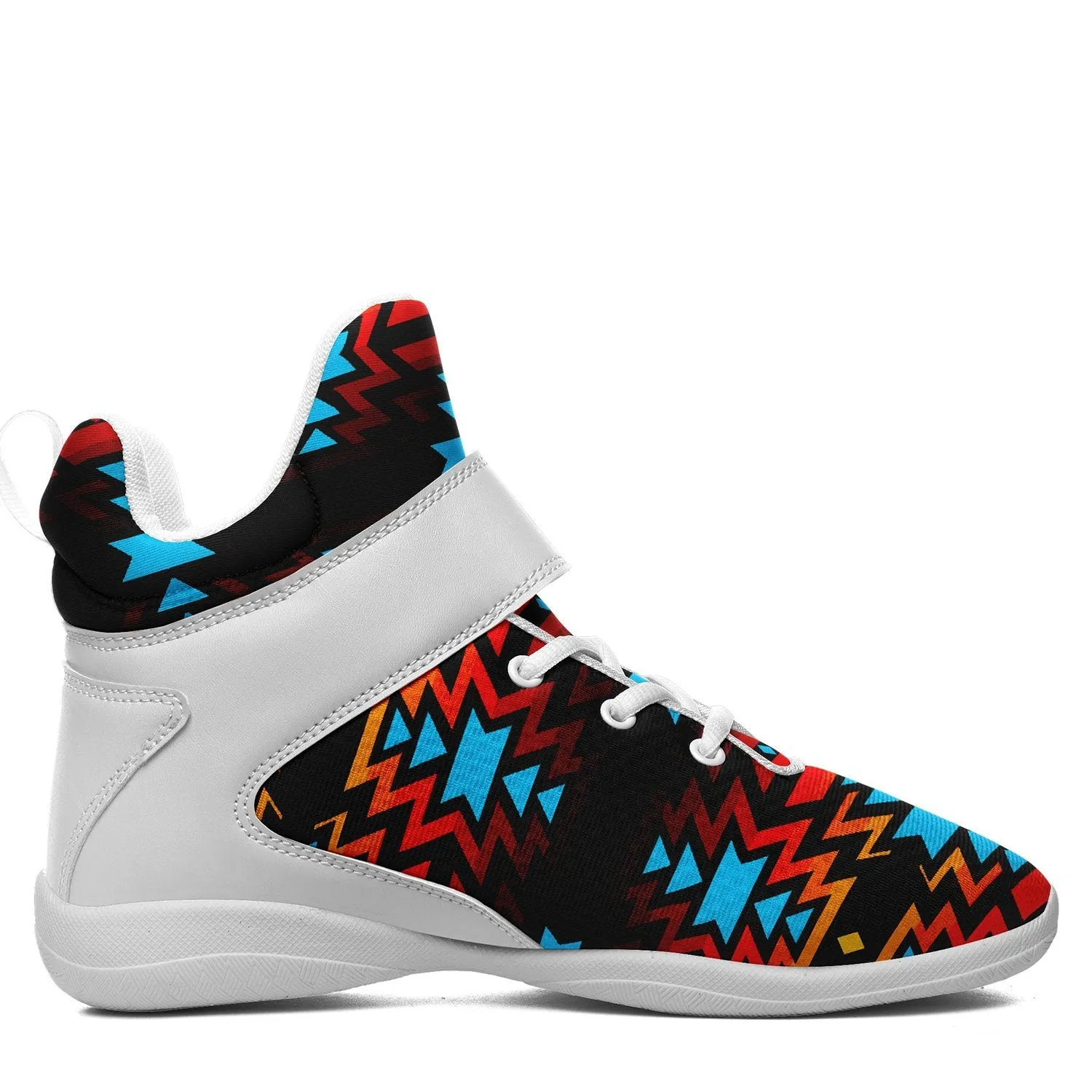 Black Fire and Turquoise Ipottaa Basketball / Sport High Top Shoes