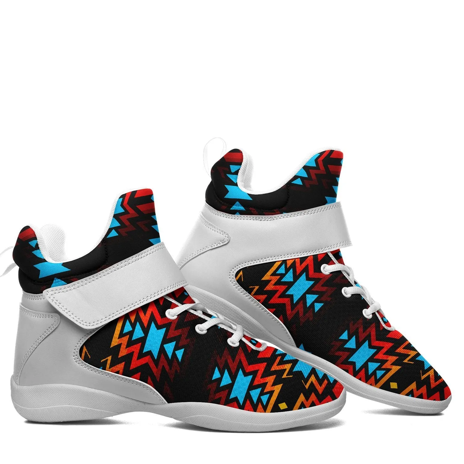 Black Fire and Turquoise Ipottaa Basketball / Sport High Top Shoes