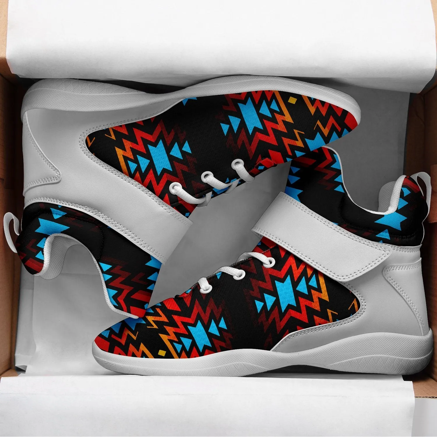 Black Fire and Turquoise Ipottaa Basketball / Sport High Top Shoes