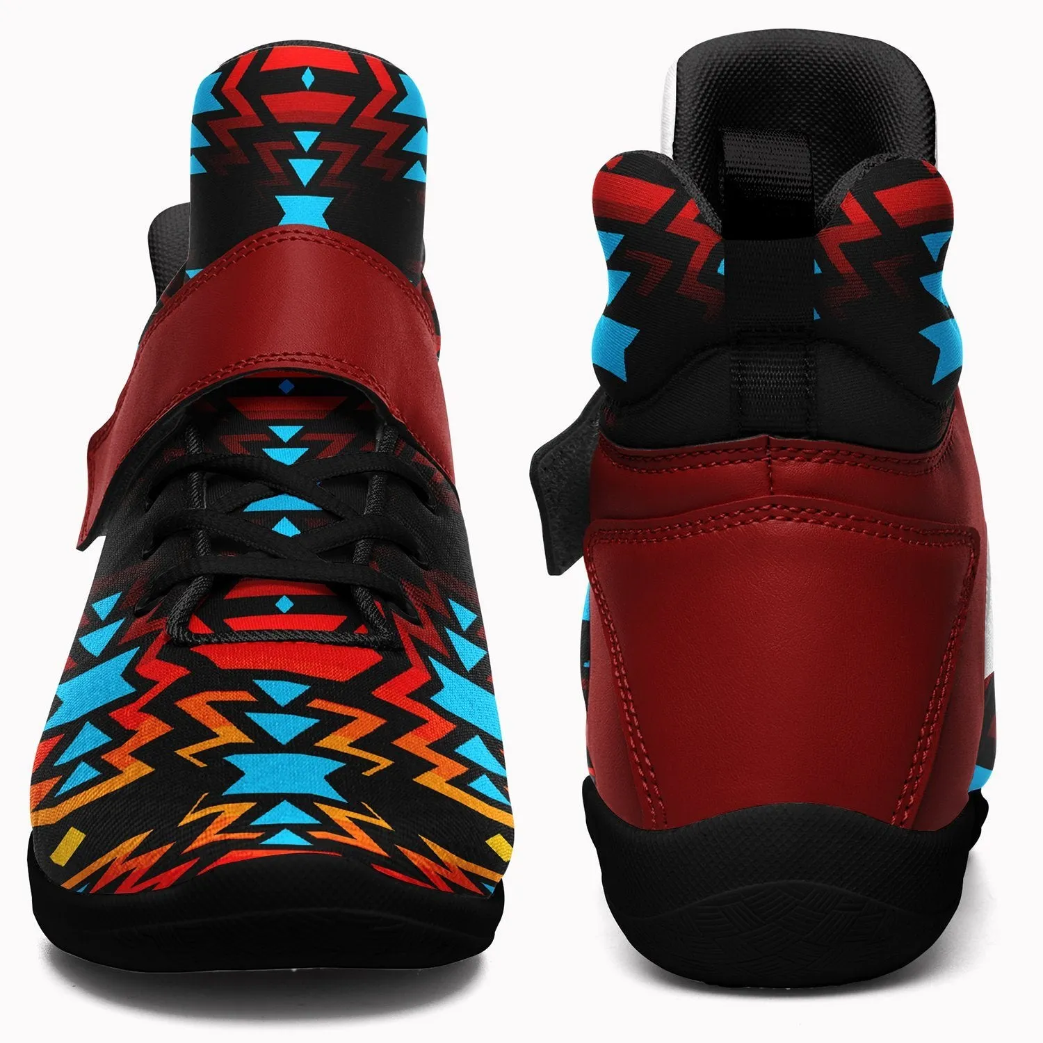 Black Fire and Turquoise Ipottaa Basketball / Sport High Top Shoes