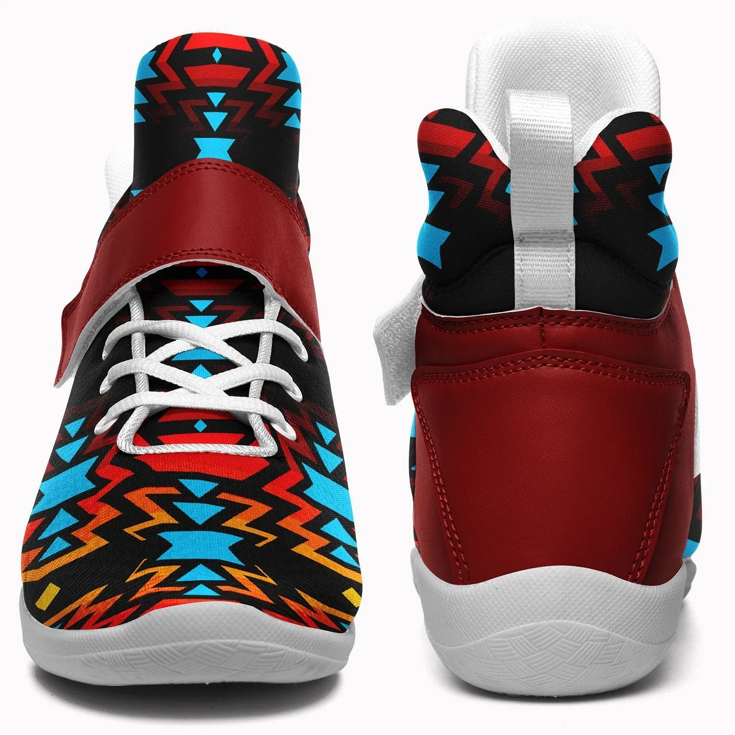 Black Fire and Turquoise Ipottaa Basketball / Sport High Top Shoes