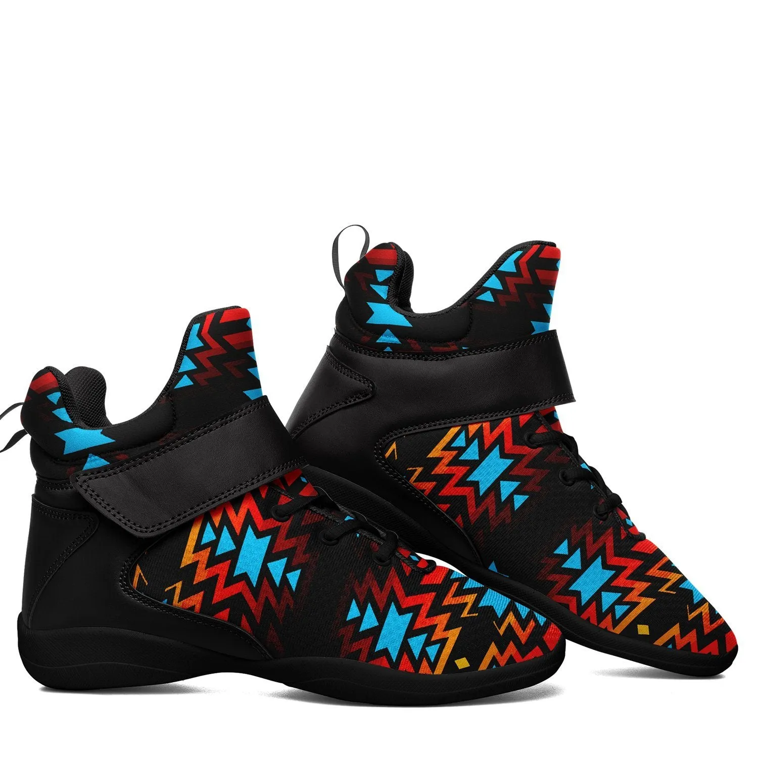 Black Fire and Turquoise Ipottaa Basketball / Sport High Top Shoes