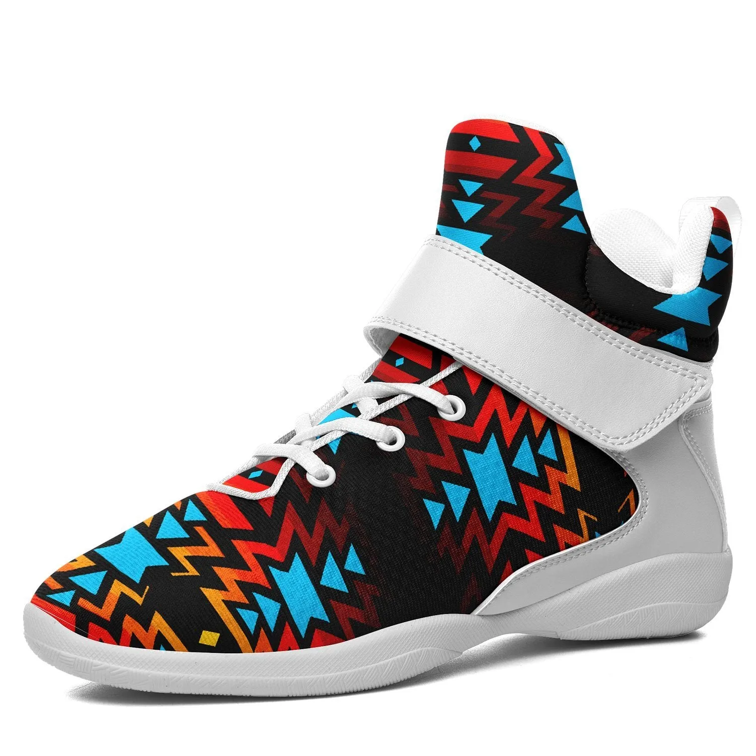 Black Fire and Turquoise Ipottaa Basketball / Sport High Top Shoes