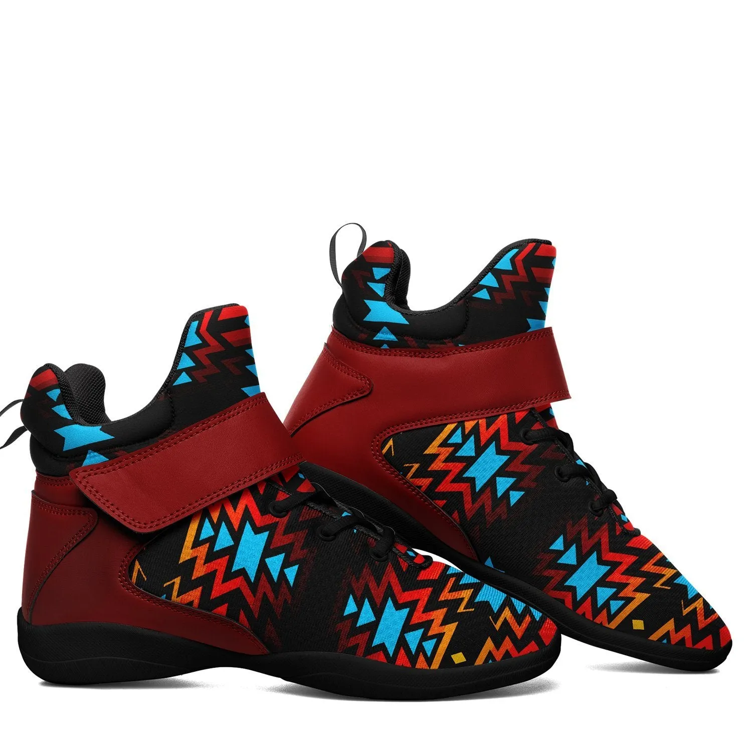 Black Fire and Turquoise Ipottaa Basketball / Sport High Top Shoes