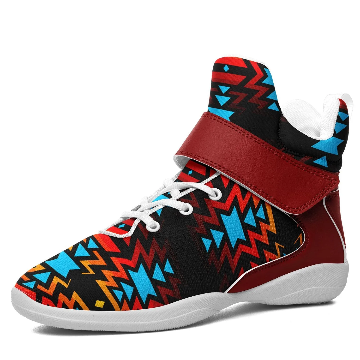 Black Fire and Turquoise Ipottaa Basketball / Sport High Top Shoes