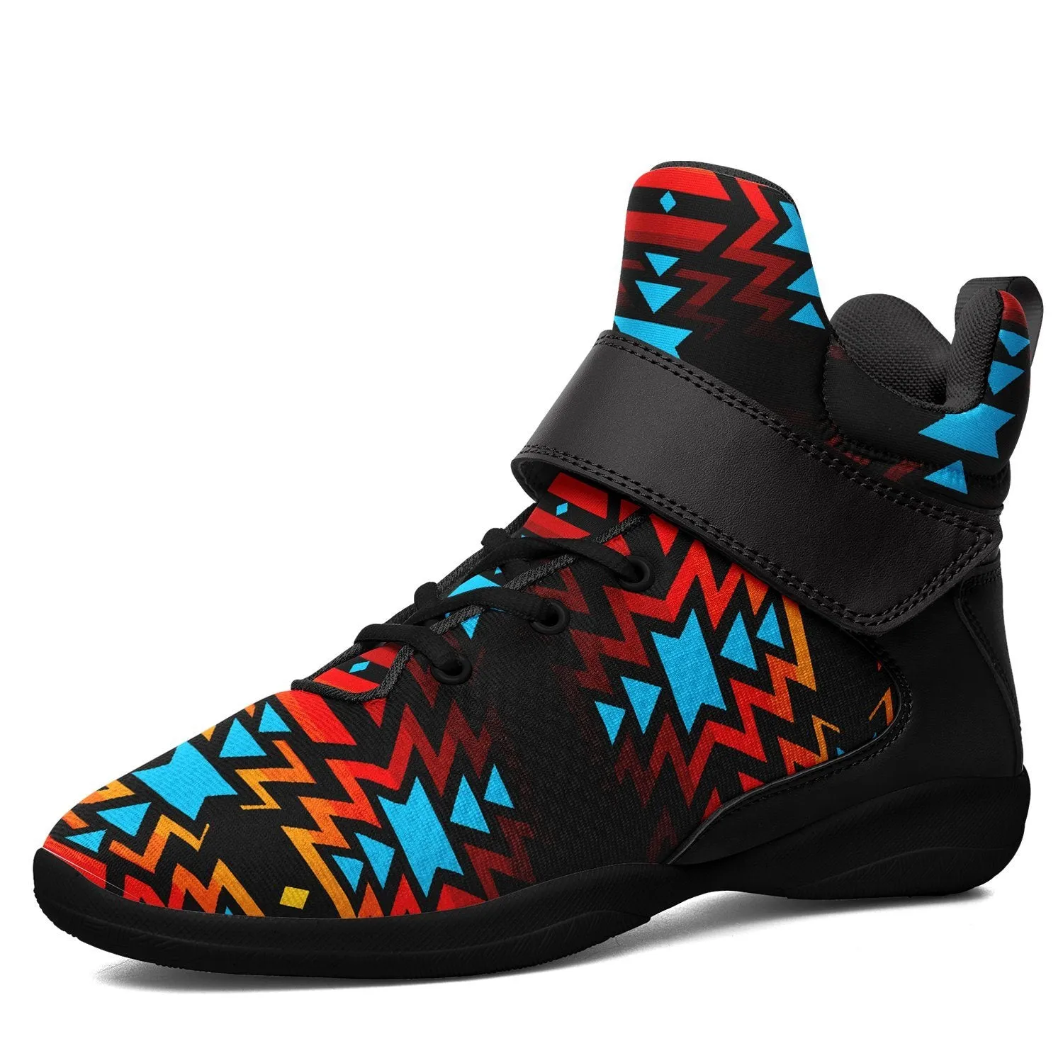 Black Fire and Turquoise Ipottaa Basketball / Sport High Top Shoes