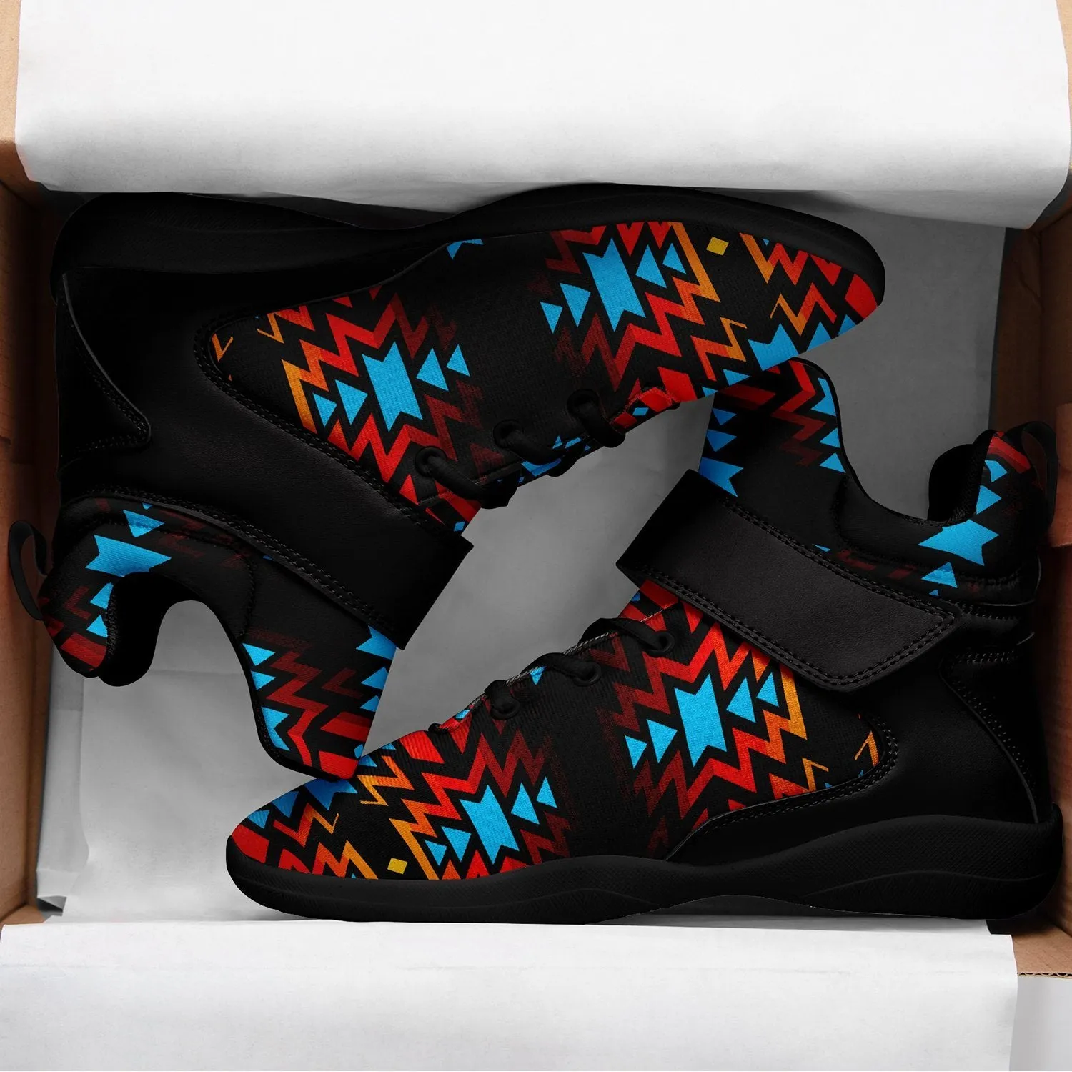 Black Fire and Turquoise Ipottaa Basketball / Sport High Top Shoes