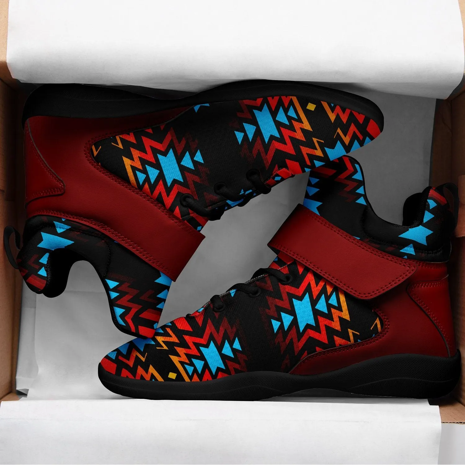 Black Fire and Turquoise Ipottaa Basketball / Sport High Top Shoes