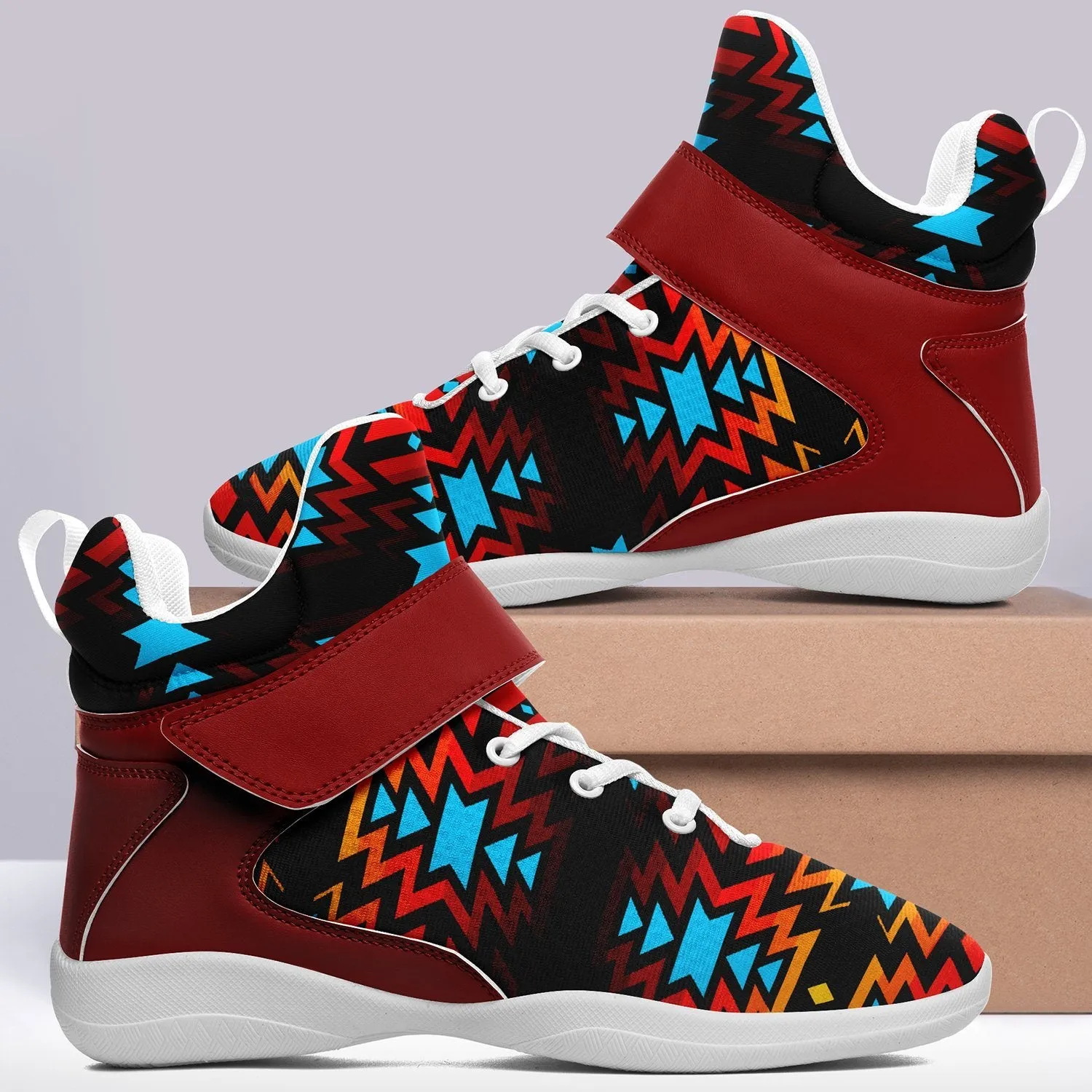 Black Fire and Turquoise Ipottaa Basketball / Sport High Top Shoes