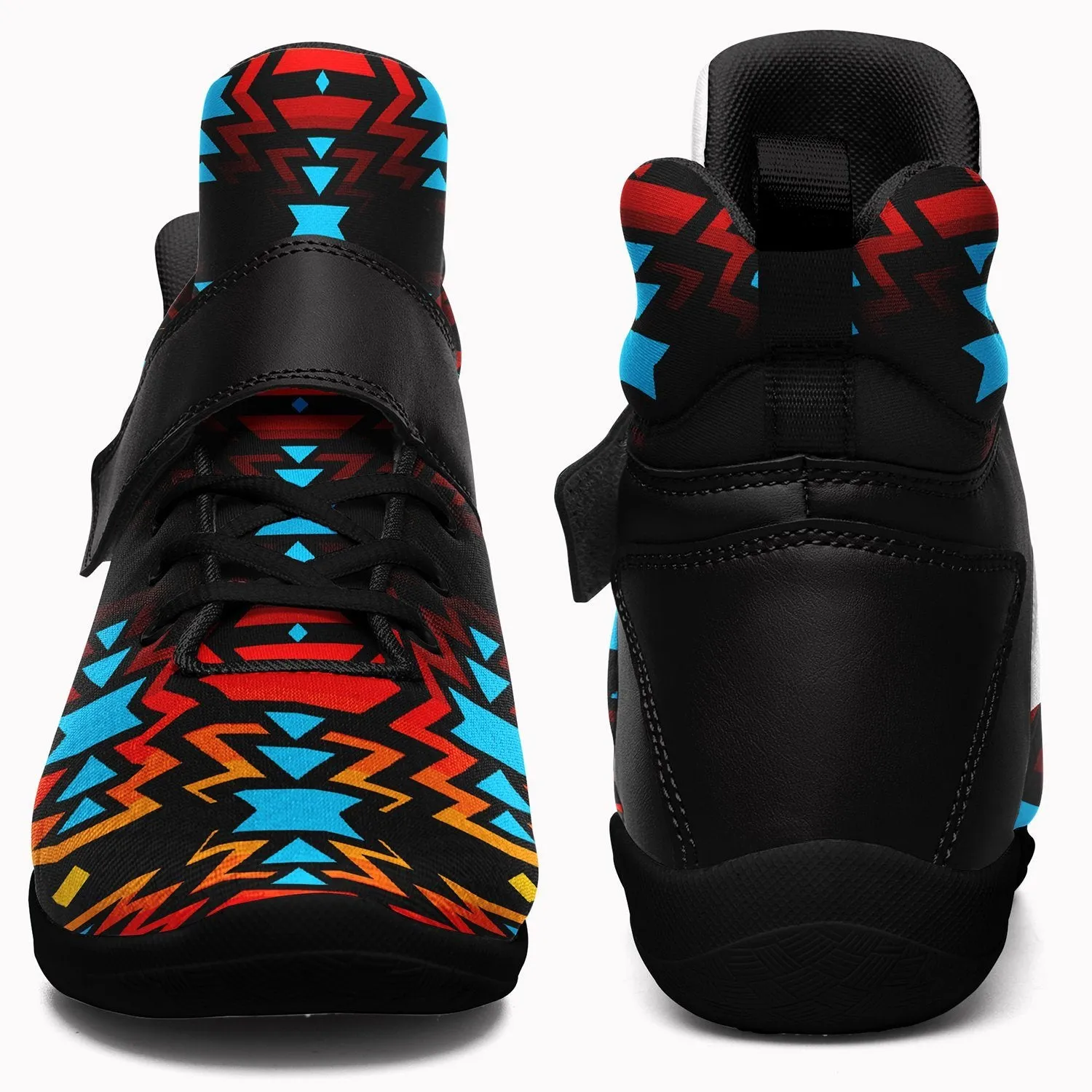 Black Fire and Turquoise Ipottaa Basketball / Sport High Top Shoes