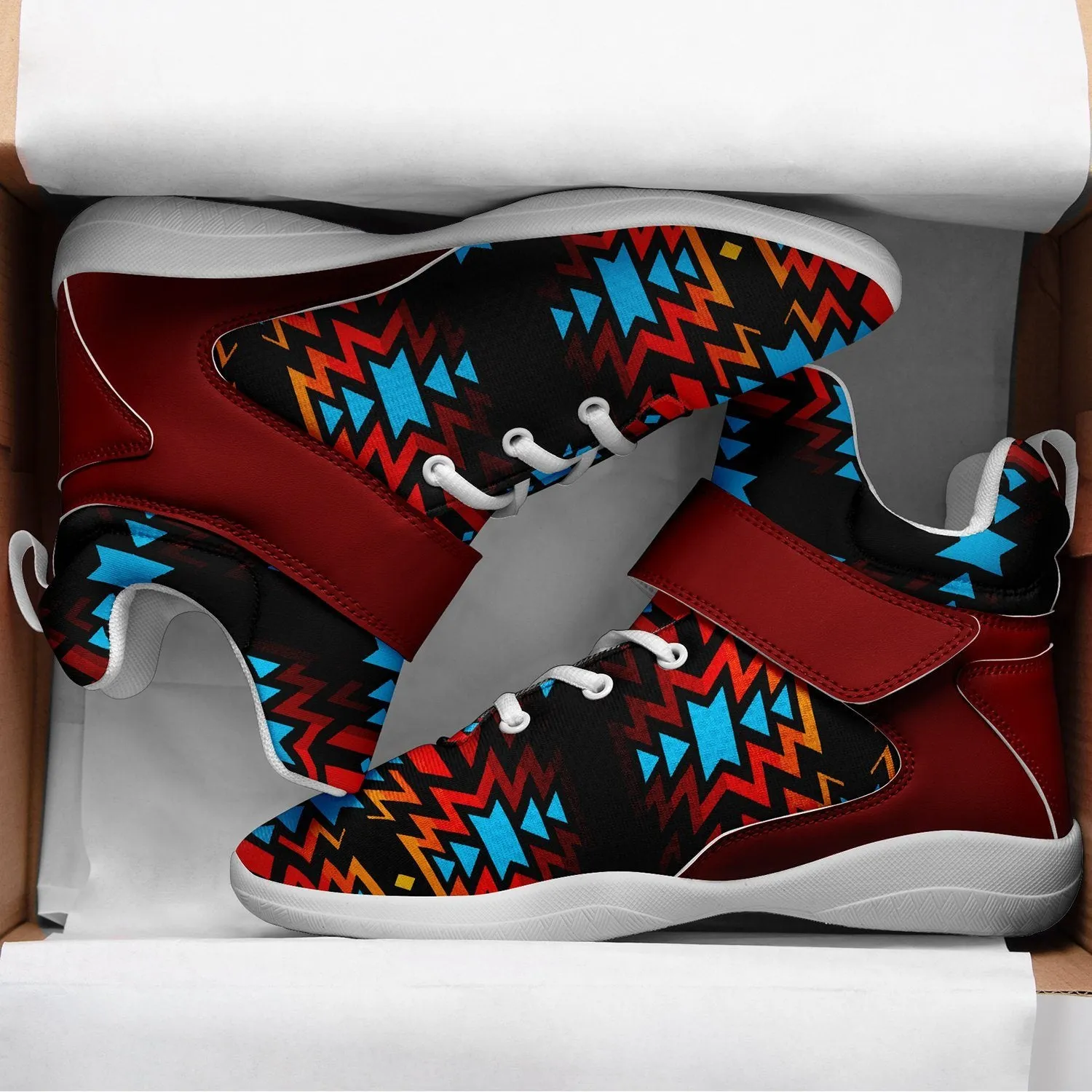 Black Fire and Turquoise Ipottaa Basketball / Sport High Top Shoes